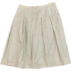 WD.NY‎ Women’s Linen Blend Pleated Skirt Size 10 Side Zipper